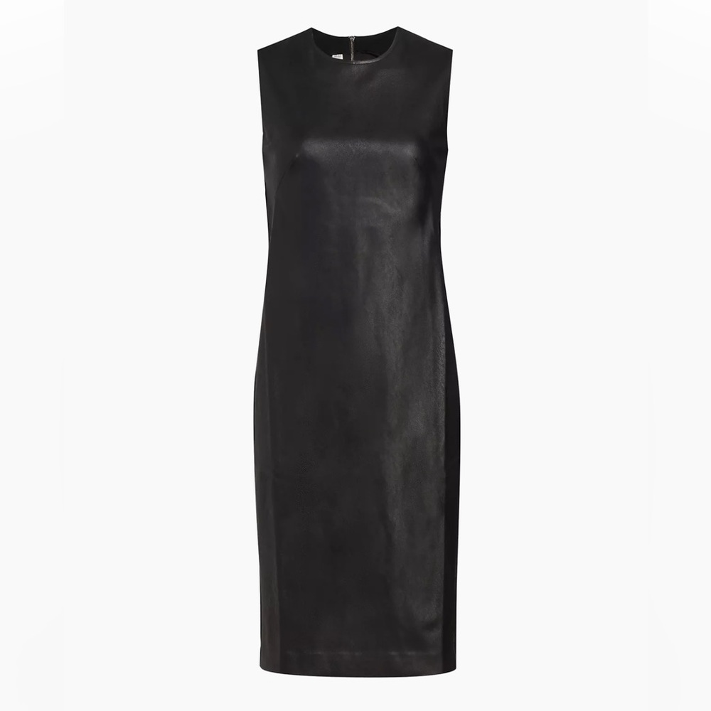 NWT Spanx Black Faux Leather Sheath Dress, size S